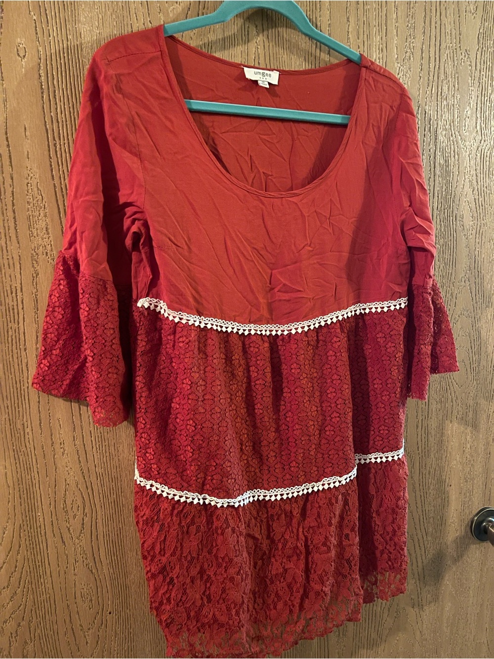 Umgee Lace Tiered Tunic with Crochet Trim